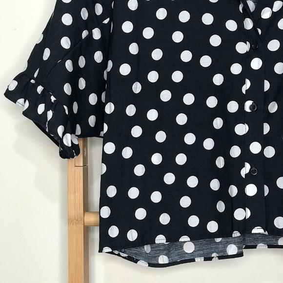 SOLD Zara Navy Dot Print Boxy Crop Shirt Top XS - Picture 8 of 11